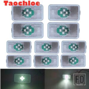 10個 24V イエロー ホワイト LED リフレクター サイドマーカーランプ トラックライト ルノー トラック用 7482392733 EMARK ボルボ OEM 20789440用 - 10pcs　white