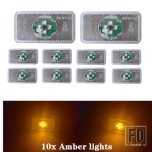 10個 24V イエロー ホワイト LED リフレクター サイドマーカーランプ トラックライト ルノー トラック用 7482392733 EMARK ボルボ OEM 20789440用 - 10pcs　Amber　B