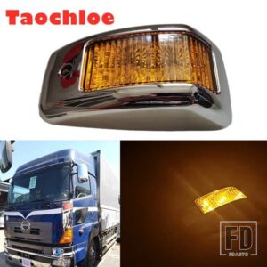 1個 アンバーホワイト LED メッキ ウィンカーライト コマンドランプ 24VLED コーナーランプ 日野 HINO700 日野 300 500 トラック用 - 1Pc　Amber