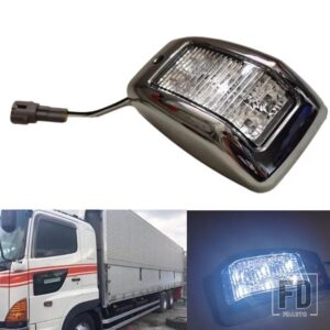 1個 アンバーホワイト LED メッキ ウィンカーライト コマンドランプ 24VLED コーナーランプ 日野 HINO700 日野 300 500 トラック用 - 1Pc　White