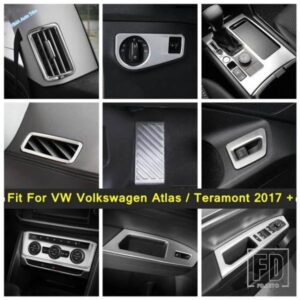カーエアコンベントアウトレット/車燃料ブレーキフットレストペダルカバーステッカートリム VWフォルクスワーゲンアトラス/テラモント 2017-2020用