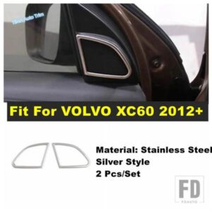 2個 車内ドアオーディオスピーカートリムカバー装飾 VOLVO XC60 2012-2017 スタイル ステンレスアクセサリー