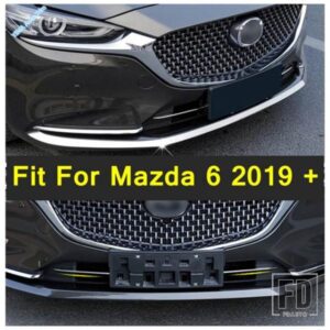 ステンレス外装リフィットキット マツダ 6 2019 - 2024 フロントバンパー スプリッター リップ / メッシュグリル グリル ストライプ カバー トリム