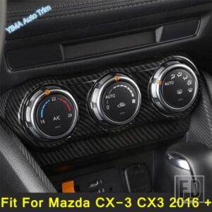 カーアクセサリー セントラルコントロールエアコン ACスイッチノブパネル装飾フレームカバートリム マツダ CX-3 CX3 2016-2021に適合