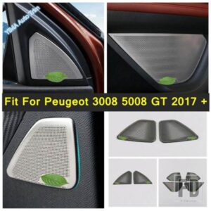 ドアステレオスピーカーカバートリムAピラーコラムツイーターステンレスアクセサリープジョー3008 5008 GT 2017-2022に適合