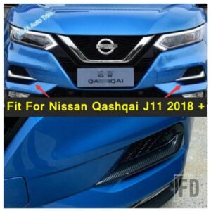 ABSクロームフロントヘッドフォグライトランプカバートリムバンパーリフレクターアクセサリー2個日産QASHQAI J11 2018-2020に適合