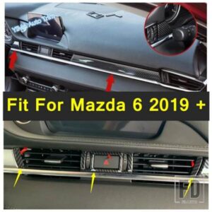 車用アクセサリー セントラルコントロール計器ストリップエアコンコンセントベント装飾カバートリム マツダ6 2019-2024 カーボンルック
