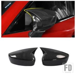 マツダ 3 2017 2018 ドアサイドウィング オックスホーン バックミラーカバー ステッカー トリム 車用 カーボン / ブラック 外装アクセサリー