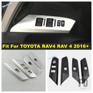 TOYOTA RAV4 RAV 4 2016 2017 2018 ABS カースタイリング インナードアアームレスト ウィンドウリフトボタン 装飾カバートリム インテリアアクセサリー