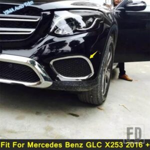 車用フロントバンパーフォグランプランプフレームカバートリム メルセデスベンツ GLC X253 2016-2021 ABSクローム外装アクセサリーに適合