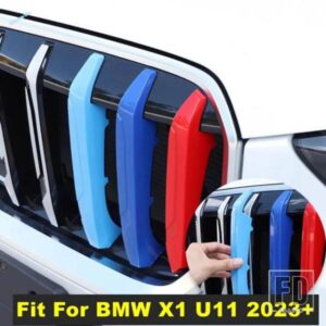 3PCS フロントグリル 3色グリル装飾ストリップ バックルタイプ ネットワークストライプカバーアクセサリー BMW X1 U11 2023 2024用