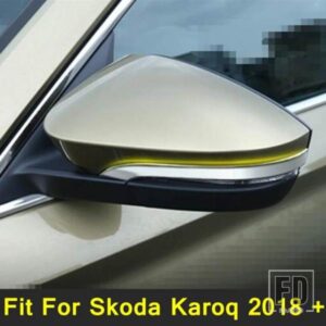オートスタイリングクロームバックミラーカバーサイドモールディング傷防止ストリップトリムキット2個SKODA KAROQ 2018 2019アクセサリー