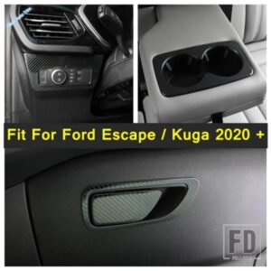 フォード エスケープ/クーガ 2020-2024 アクセサリー用ステンレス製ヘッドライトスイッチ/グローブ収納ボックス/ウォーターカップホルダーカバートリム