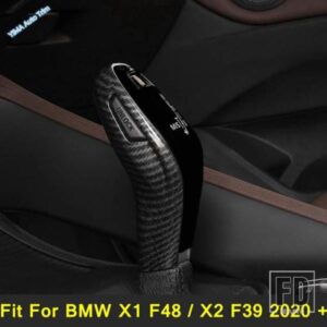 カーボンルック 車内ギアシフトノブヘッドハンドボールカバートリムプラスチックアクセサリー BMW X1 F48 / X2 F39 2020 2021用