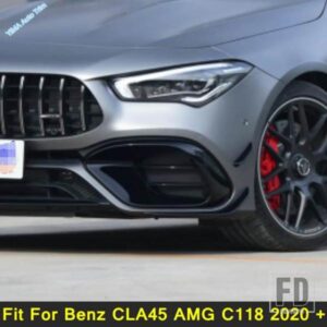 ブラックスタイルのフロントバンパーフォグランプ装飾パネルカバートリムプラスチックアクセサリーメルセデスベンツCLA45 AMG C118 2020 2021に適合
