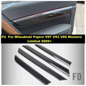 三菱パジェロ V97 V93 V80 モンテロ リミテッド 2009 - 2021 用 車内ドアアームレストハンドル装飾ストライプカバートリムアクセサリー
