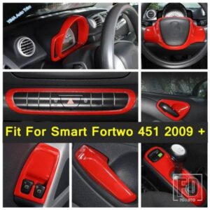 レッドオート内装ギアシフトボックス/ダッシュボードディスプレイ/ステアリングホイールボタンカバー SMART FORTWO 451 2009 - 2015 アクセサリー