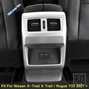 リアアームレストボックス エアコン ACベントカバートリム アンチキックパネルアクセサリー 日産 X-TRAIL X TRAIL / ROGUE T33 2021 - 2024用