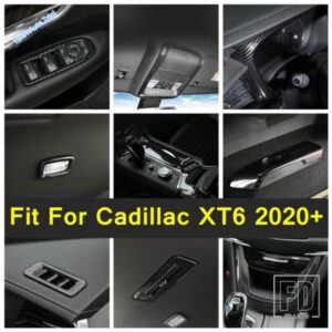 キャデラック XT6 2020 2021 2022 用カーボン製車内窓スイッチ / ウォーターカップ / 読書灯 / トランスミッションカバートリム