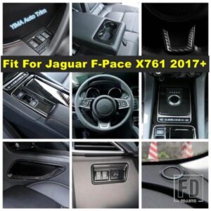 電動ハンドブレーキ/ステアリングホイールリングカバートリム ジャガー F-PACE X761 2017 - 2022 カーボンインテリアアクセサリーに適合