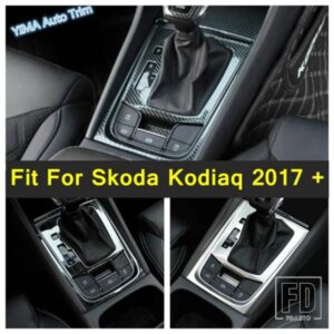ギアシフトパネルカバートリムステンレスフィットSKODA KODIAQ 2017 - 2023カーボン/マット/ブラックブラッシュドインテリアアクセサリー