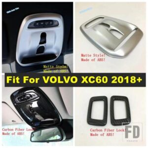 マット/カーボン オートスタイリング アッパールーフ 読書灯 ランプフレーム カバートリムアクセサリー ABS VOLVO XC60 2018 - 2024に適合
