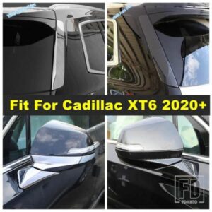 光沢/カーボン製リアウィンドウスポイラー スパンコール/バックミラーストライプ アンチラブカバートリム キャデラック XT6 2020 2021 2022用