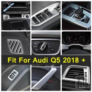 マット仕上げ ACコンセント / ドアアームレストハンドル / ヘッドライトランプスイッチボタンカバートリム AUDI Q5 2018 - 2023 ABSインテリアアクセサリー