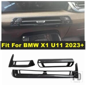 ABS製カーセントラルコントロールエアコンACコンセント装飾パネルカバートリム BMW X1 U11 2023 2024 カーボンルックアクセサリー