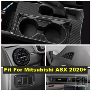 ABSカーエアコンACベントアウトレット/ヘッドライトスイッチパネルカバートリム三菱ASX 2020 2021カーボンアクセサリー
