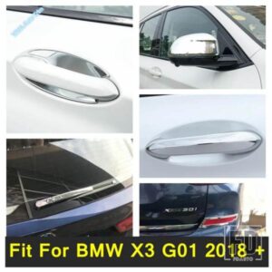 車用バックミラーアイブロウ/リアウィンドウワイパー/ドアハンドル/フォグランプABSアクセサリーカバートリム BMW X3 G01 2018 - 2023用