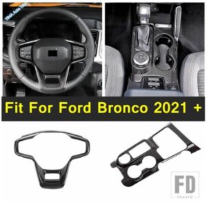 フォード ブロンコ 2021-2024 カーボンアクセサリー用センターコンソールギアボックスパネル/ステアリングホイール装飾フレームカバートリム