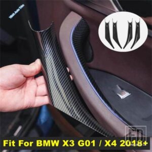 オートドアプルドアノブハンドルキャッチアームレスト装飾トリムカバーステッカーアクセサリーカーボンBMW X3 G01 / X4 2018 - 2022用