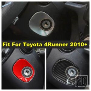 トヨタ 4RUNNER 2010 - 2019用 キー エンジン スタート イグニッション ボタン リング カバー トリム ABS レッド / カーボン インテリアアクセサリー