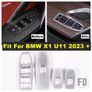 ABSインナードアアームレストウィンドウガラスリフトボタンスイッチコントロールパネルBMW X1 U11 2023 2024マットオートインテリアアクセサリー