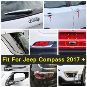 バックミラー/ドアハンドルボウル/リアウィンドウスポイラーカバートリムフィット ジープコンパス 2017-2020 外装クロームアクセサリー