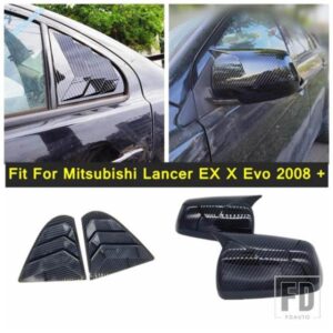 ABS製 車ドア サイドウィング バックミラーシェル / リアウィンドウシャッター ブラインドカバ??ートリム 三菱 ランサー EX X EVO 2008 - 2018用