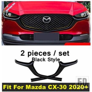 ブラックオートフロントバンパーグリルエアインテークグリル装飾ストリップカバートリムマツダCX-30 2020-2024外装カスタムアクセサリー