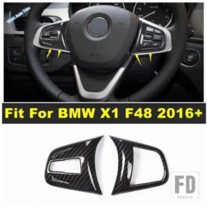 ABSカーボンルックステアリングホイールボタンフレーム装飾カバートリムBMW X1 F48 2016-2021車外装アクセサリーに適合