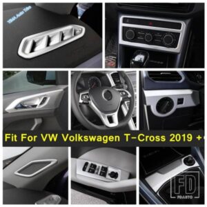 ABSマットカーウィンドウAピラー/エアコンベントアウトレット/ウィンドウリフトボタンカバートリムアクセサリー VWフォルクスワーゲンTクロス2019-2023用