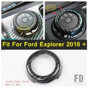 フォードエクスプローラー2016-2019用カーセンターコンソールドライブノブ調整装飾リングカバートリムマット/カーボンアクセサリー