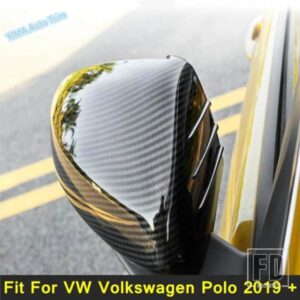 VW フォルクスワーゲン ポロ 2019 - 2023 カーボンルック 外装補修アクセサリー用 サイドバックミラーカバートリム