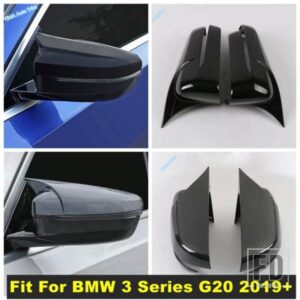 ブラック/カーボンルック ウィングケース バックミラーフレームカバートリム BMW 3シリーズ G20 2019-2024 外装アクセサリーに適合