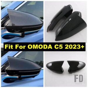 カーボンルックカーバックミラーシェルバックミラー装飾カバートリムABSアクセサリーOMODA C5 2023 2024 2025用