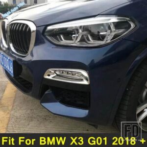 ABS製 車外装 フロントフォグランプ ランプカバー フォグライトトリム ベゼルモールディング スタイリングガーニッシュアクセサリー BMW X3 G01 2018-2020用