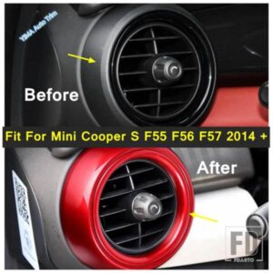 レッドインテリアパーツアクセサリー ミニクーパーS F55 F56 F57 2014-2020 サイドエアコンベントフレームカバートリム 4個
