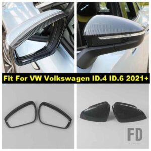 クロームABS製車用リアビューサイドガラスミラーカバートリム VW フォルクスワーゲン ID.4 ID.6 2021-23 カーボンルックアクセサリー
