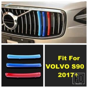 カースタイリングフロントグリルグリルインサートレーシンググリル装飾フレームアクセサリーカバートリムVOLVO S90 2017 2018 2019に適合