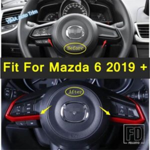 オートスタイリングステアリングホイール装飾ストライプカバートリムABSマツダ6 2019-2021レッド/マット/カーボンインテリアアクセサリー