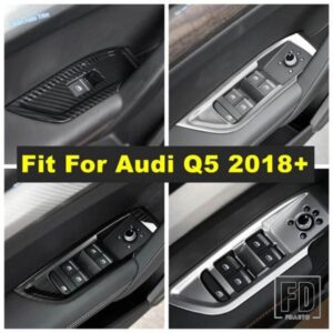 カーボン/マットカードアアームレストウィンドウガラスリフトボタンスイッチインテリアアクセサリーカバートリムAUDI Q5 2018 - 2022用